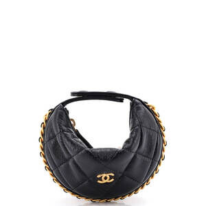 Chanel Extra Mini Chain Around Hobo Pouch Quilted Lambskin